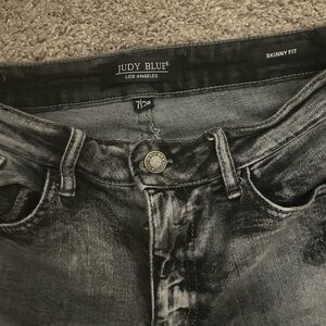 Judy Blue Distressed Black and Gray Jeans